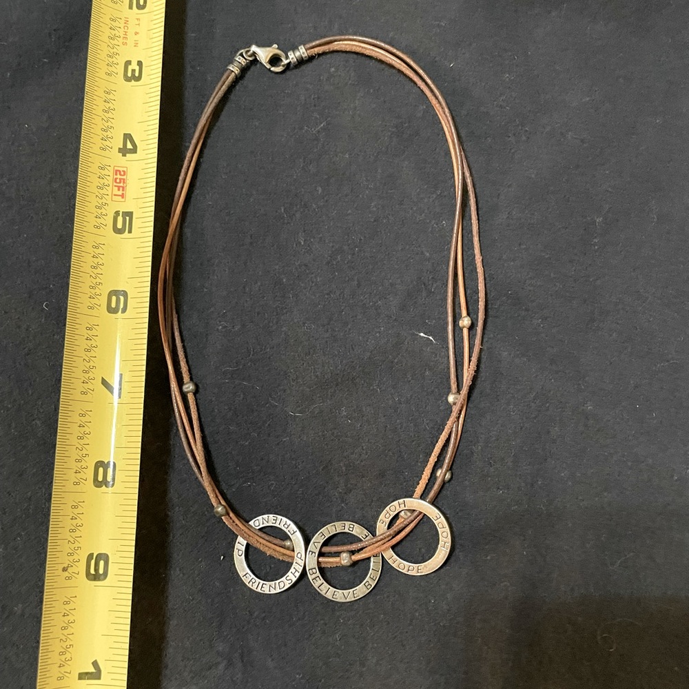 Silpada Shades of Brown Leather Inspirational Necklace